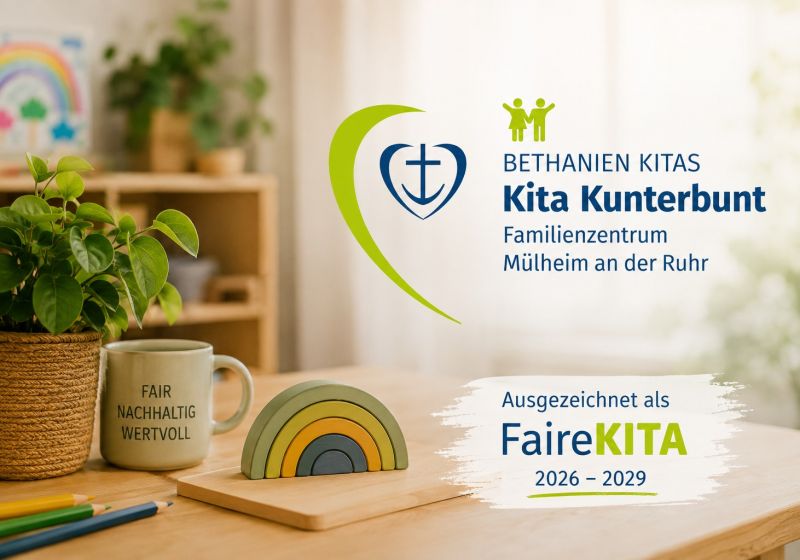 Faire Kita Kunterbunt Ein Bild was zeigt, dass die Kita eine Auszeichnung bekommen hat